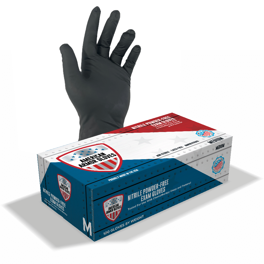 AAG Powder-Free Nitrile Examination Gloves - Black- ( Case )